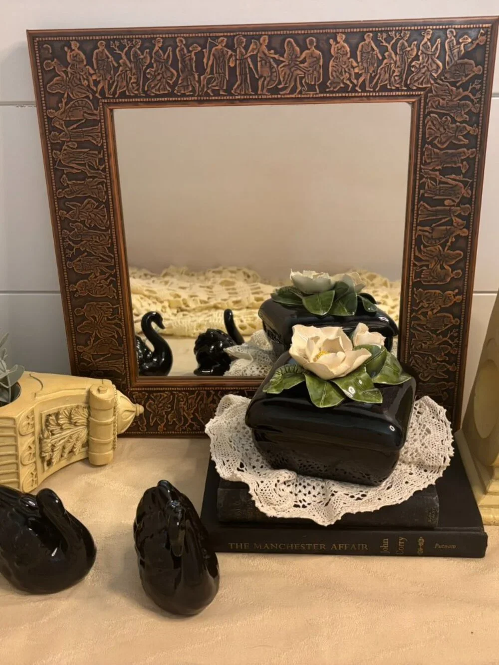 VTG Roman Greek Relief Frame Mirror Classical Antiquity Gallery Wall